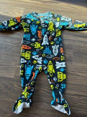 Carter's Black Fleece Space Rocket Footed One-Piece - Multicolor Rockets